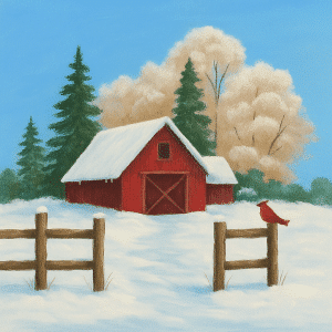 Paint and Sip 01.14.2026 - Red Barn In Snow